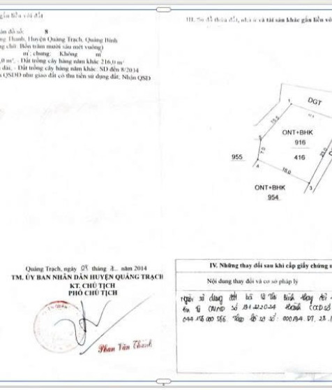 Tài sản 02: Quyền sử dụng đất và tài sản gắn liền với đất của bên thế chấp tại thửa đất số 916, tờ bản đồ số 08, địa chỉ: thôn Tân An, xã Quảng Thanh, huyện Quảng Trạch, tỉnh Quảng Bình (nay là xã Tân Gianh, tỉnh Quảng Trị)